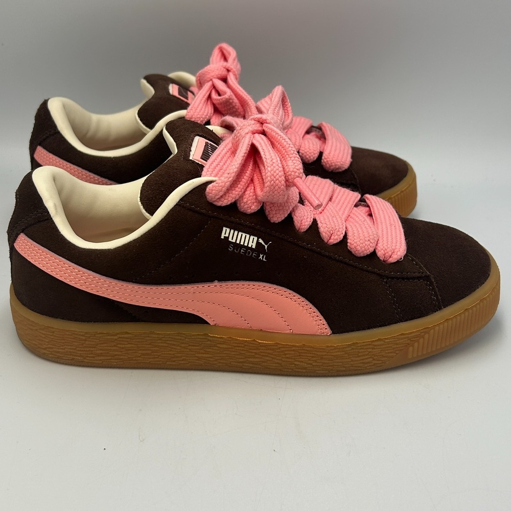 Puma Suede XL Brown Pink Womens 9 Skater 90s Thick Laces Padded Shoe Y2K Grunge